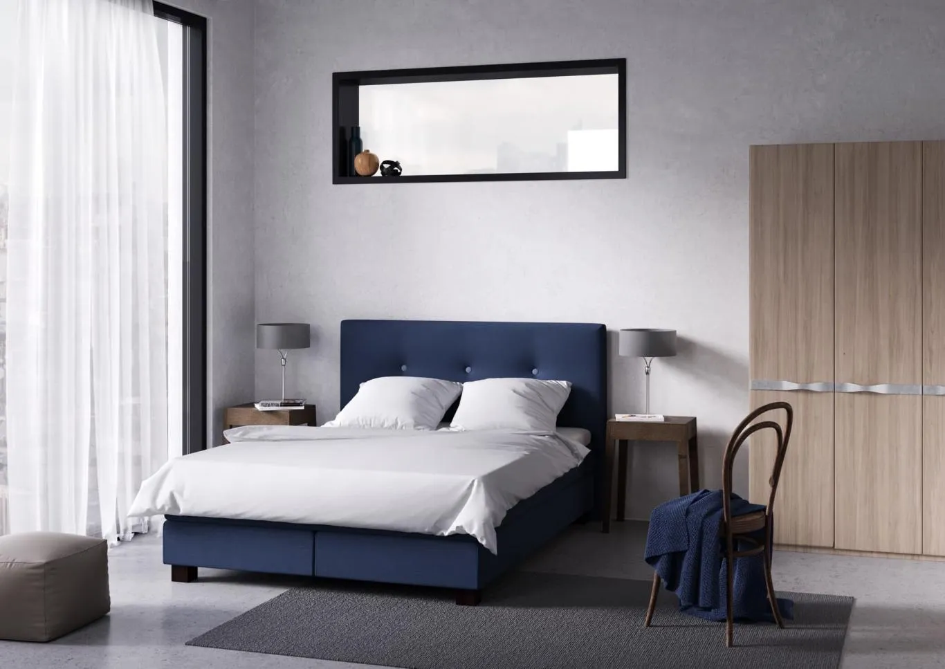 Superba Lit tapissier Plain Button